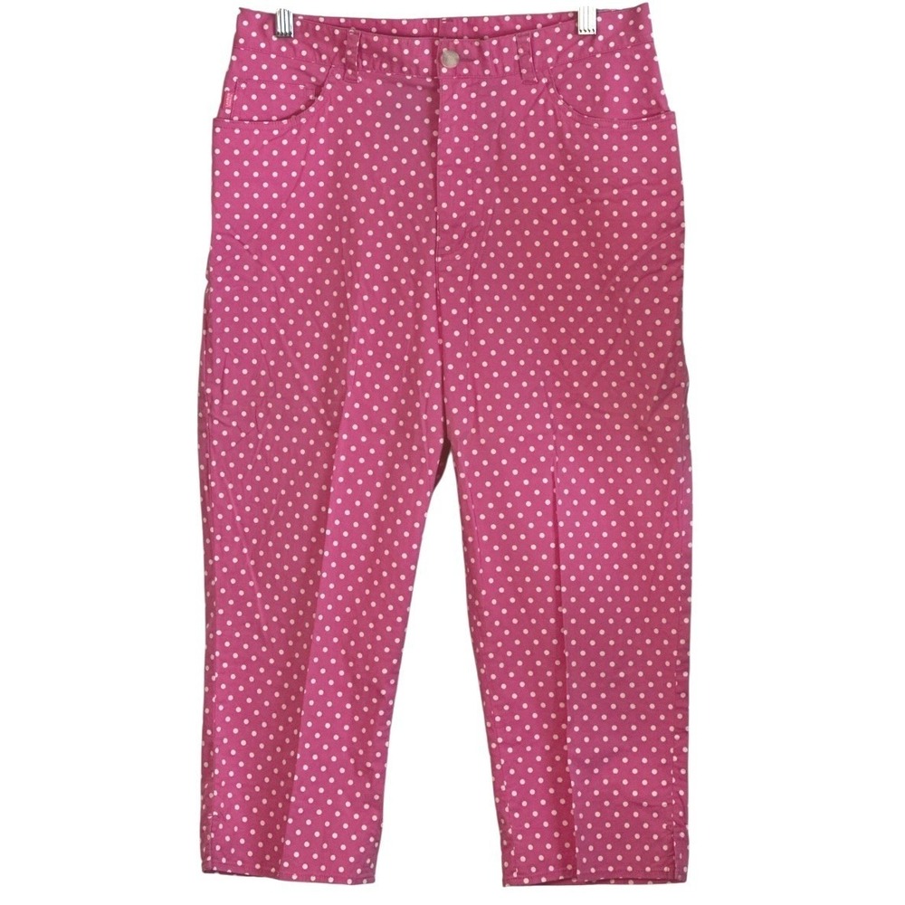 Lauren Jeans Co Ralph Lauren Capri Pants Pink Polka Dot Coastal Barbiecore 12